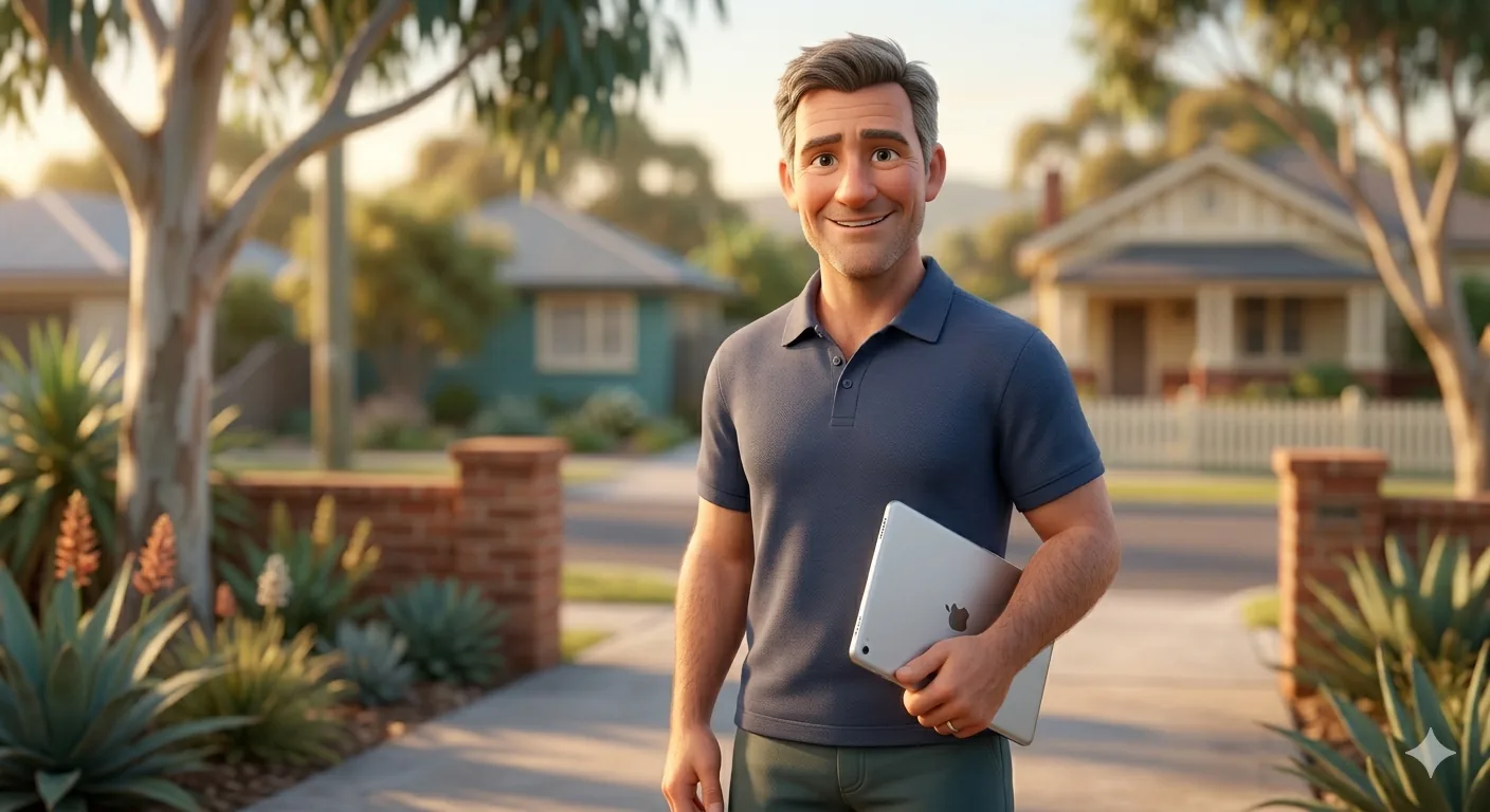 A friendly technician arriving for a home visit