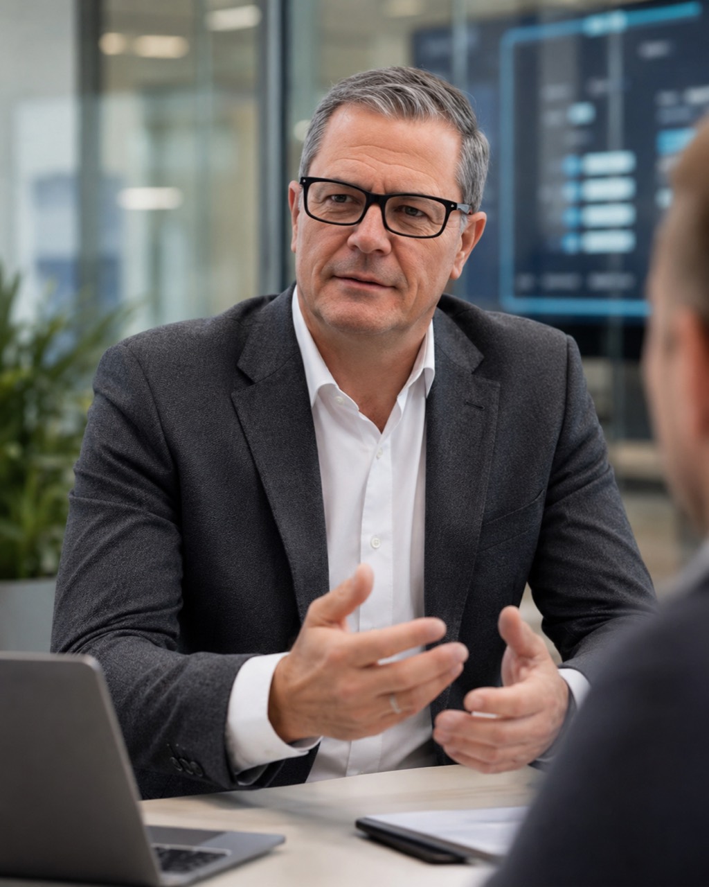 Phil Gray in a working conversation